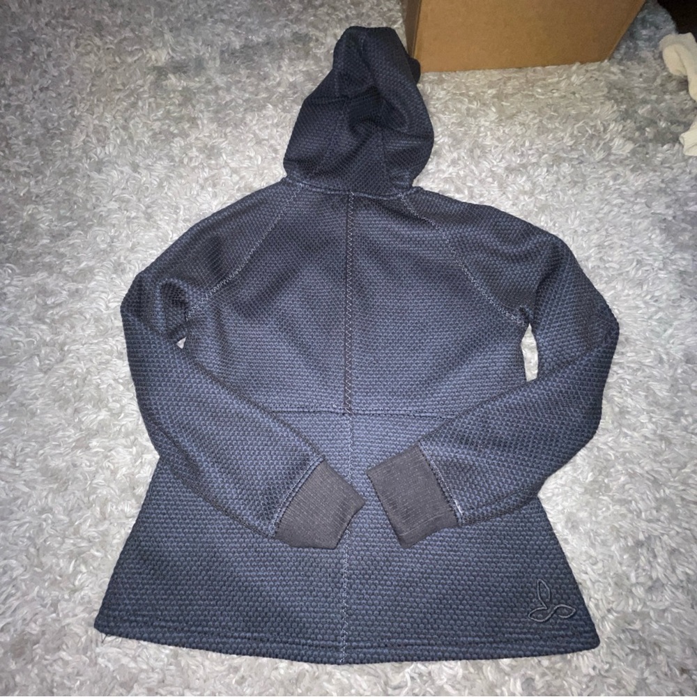 Prana Size M Womens Full Zip Drawstring Pocket Sherpa Lined Athletic Jacket Gray
